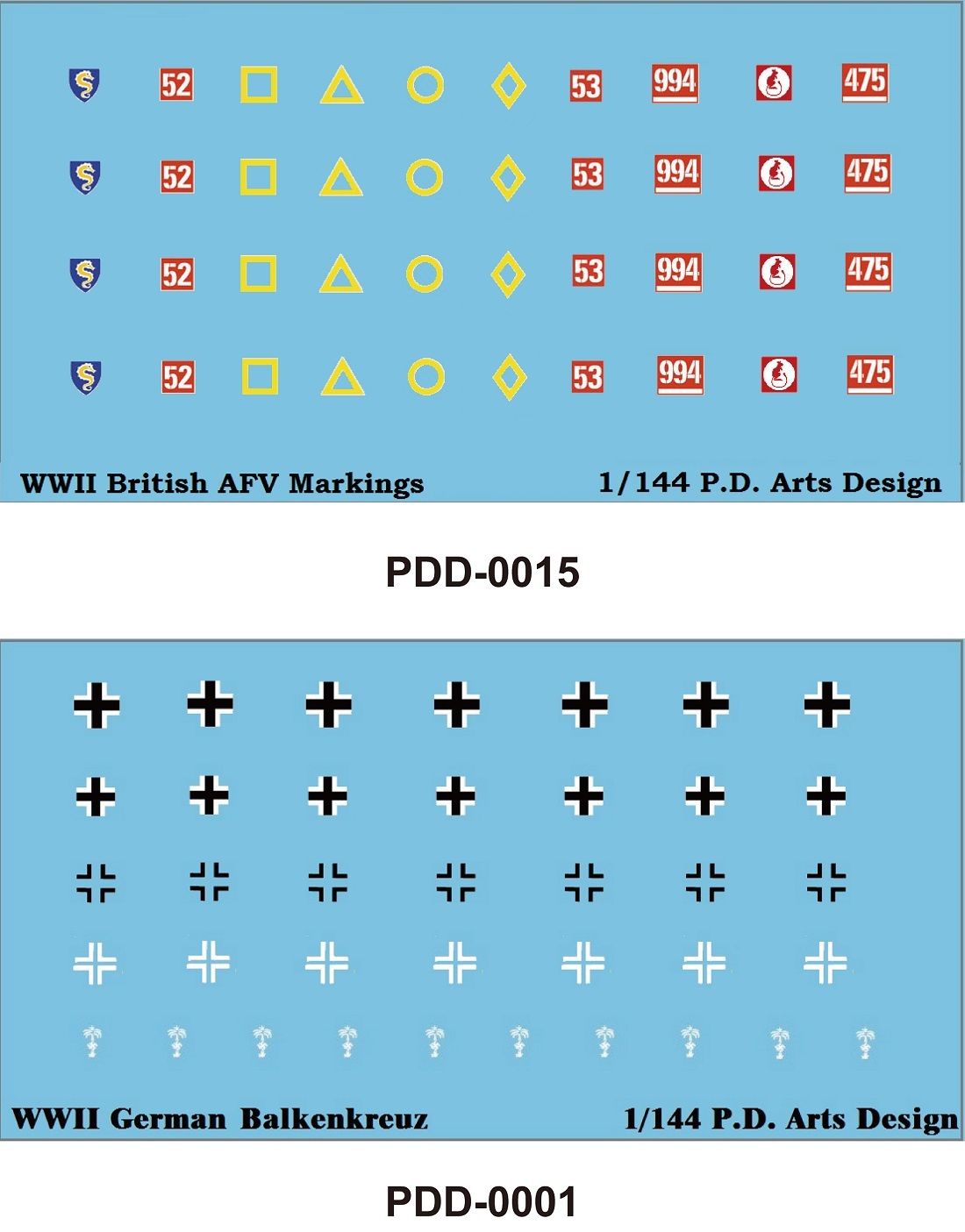 German Balkenkreuz Decal 1 & British AFV Decals 3