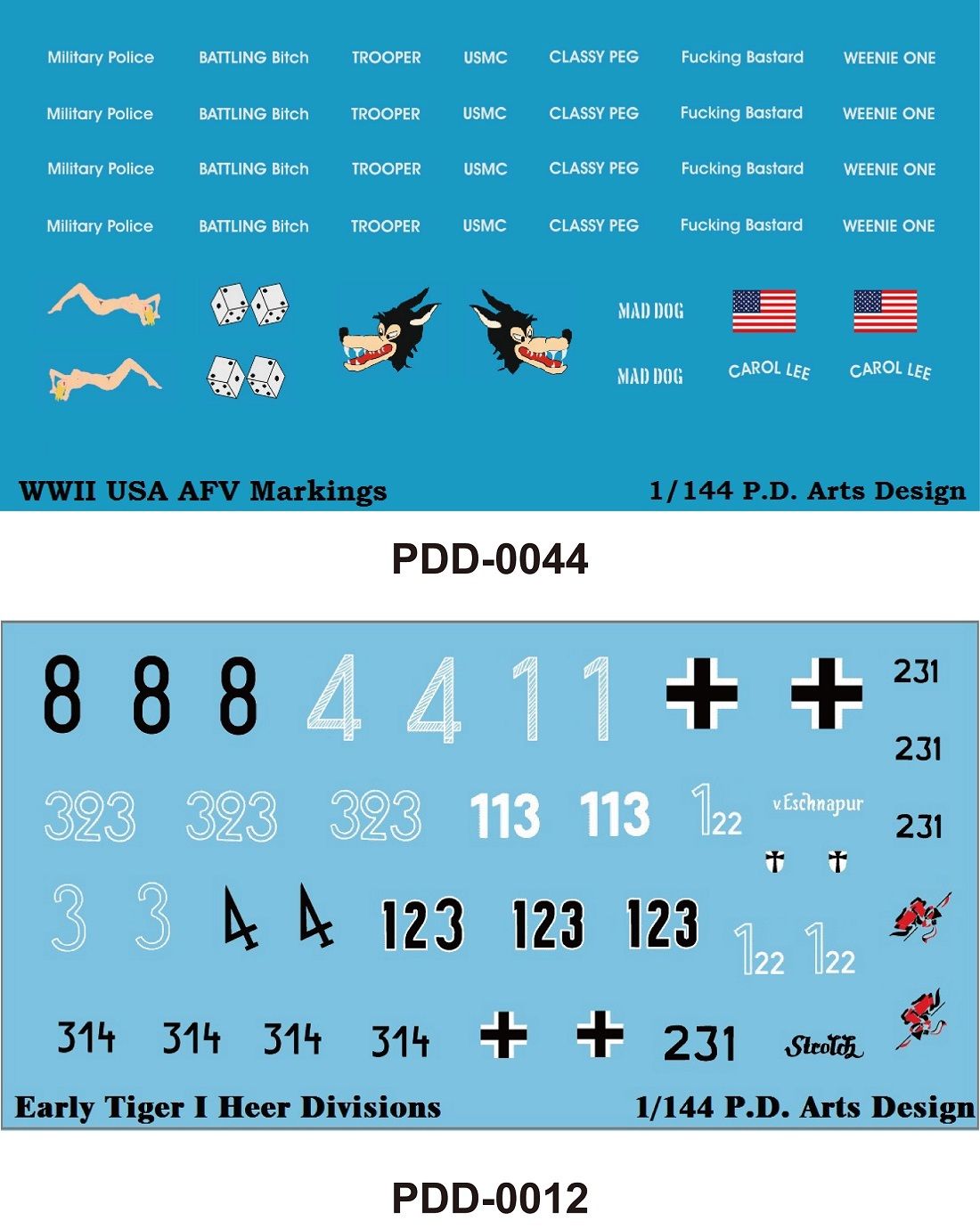 Early Tiger I Heer Divisions Decal & USA AFV Decals 3